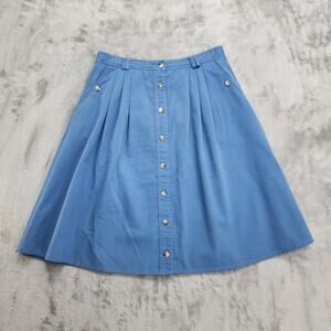 Vintage 90s Diversity Sport Skirt Womens 14 Blue Pleated A-Line Button Front